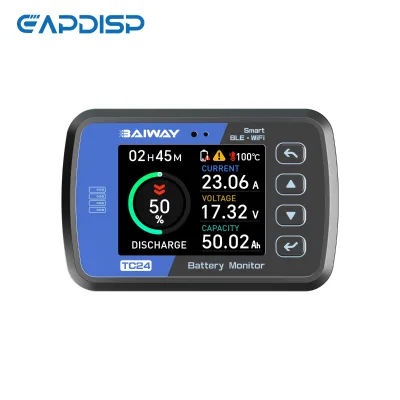 BMS Communication Display Screen - Supports JBD, JK, DALY BMS Via RS485 & UART, Real-Time Battery SOC & Voltage Monitor
