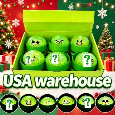 USA Warehouse Glitter Glow in the Dark Christmas Green Grumpy Goofy Face Bao Bun Glowing Dumpling Squishy Squeeze Fidget Toys