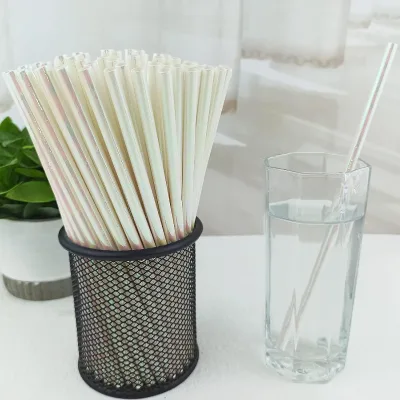 Customisable 10mm X 300mm White Recycled Kraft Paper Straws Disposable Biodegradable LY-50 for Food Use