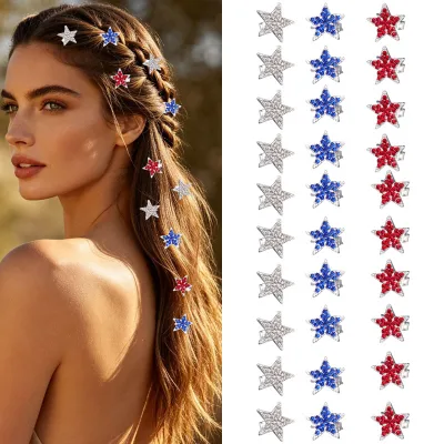 Trendy Mini Rhinestone Star Bean Buckle Hair Clip for Women Bride Hair Decoration