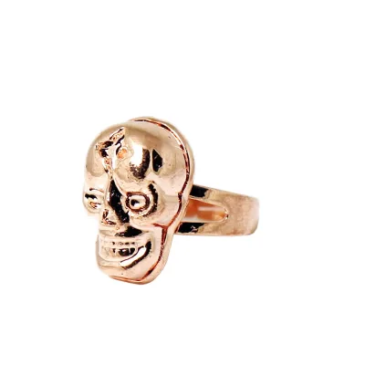Natural pyrite stones rings skull with rose gold plated with brass