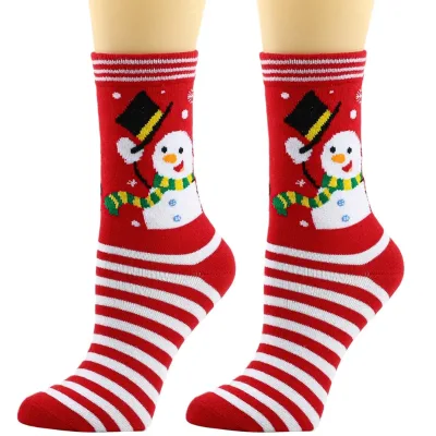Adult Christmas Holiday Socks Snowman Santa Cartoon Winter Anti-Slip Stocking for the Season