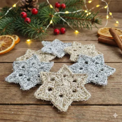 Crochet Star Christmas Ornament Handmade Crochet Mini Star Christmas Tree Decor Custom Christmas Tree Hanging Ornament