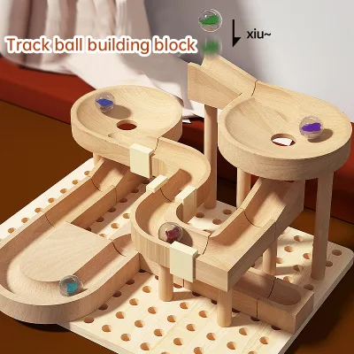 High Safety Level Educational Luxury Wooden Marble Run Set Early Education Track Ball Building Block Toys for Children