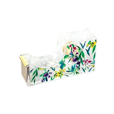 Adhesive Tape Holder Acrylic Desk Organizer With Tape Dispenser Base Stationery Learning Supplies