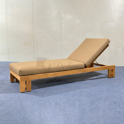 High-end Outdoor Furniture Teak Frame Waterproof Fabric Upholstered Poolside Lounge Bed