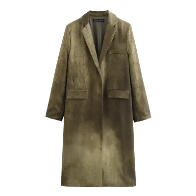 Fashion Tie Dye Printed Long Sleeve Trench Coat for Women