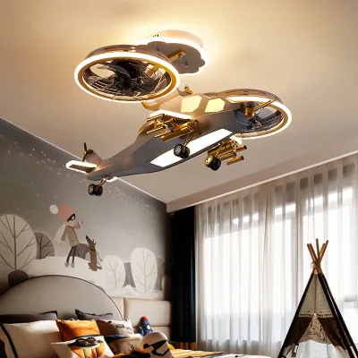 Modern LED Ceiling Light with Remote Control Cartoon Fighter Design for Bathroom