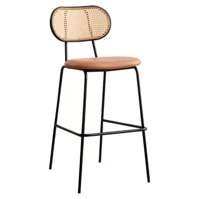 Quality Modern Design Metal Leg Rattan Upholstered High Back Chair Kitchen Dining Living Room Hotel Use-Eco-Friendly Strong