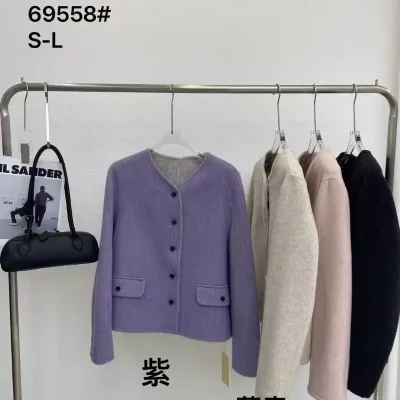 Women's Casual Fashion Jacket Brown Color with Long Sleeves Single Breasted Crew Neck Breathable Polyester Lining for