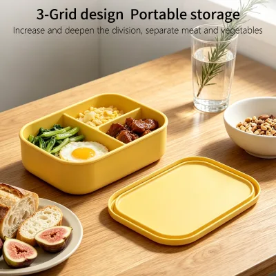 Eco Friendly BPA Free Food Grade Dividers Silicone 1000ML Lunch Box for School Kids Durable Leakproof Food Storage Container