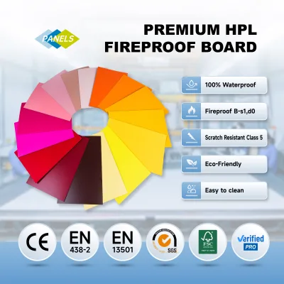Fire Retardant Decorative Laminate Board Heat Resistant Easy Clean HPL for Commercial Building Interiors