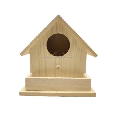 Countryside Style Wooden Bird House Handmade Indoor Outdoor Home Decoration Made Polished Pine Wood Customizable Size Logo