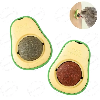 Avocado Catnip Wall Ball Cat Toys Rotatable Cat Licking Ball for Teeth Cleaning