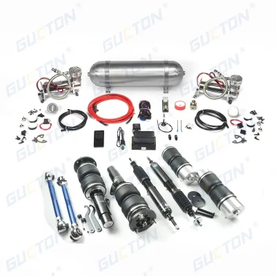 GUCTON for 3Series E90 Air Spring Shock Absorber Universal Seamless AirLift Kit 2pcs Silver Compressor