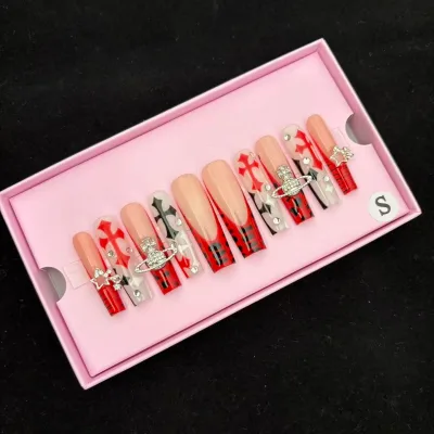 10pcs/box Handmade Painted Nails High Quality Thick Acrylic Design Easy Application for Fingers