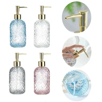 420ml Soda-lime Glass Hand Soap Dispenser Light-luxury Hotel Amenity Lotion Dispenser for Hand Sanitizer Shower