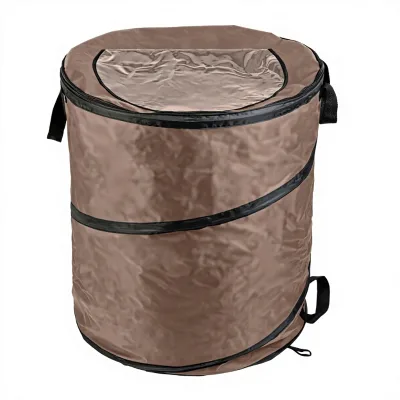 Wakeman Outdoor Portable 46-Gallon Rectangular Collapsible Pop Trash Can 3 Stakes for Camping Yard Waste Storage (Beige) China