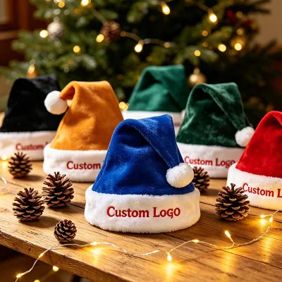 Top-Quality Bulk Christmas Hats Festival Hat Sublimation Christmas Hat Custom Logo Design Embroidery Christmas Cap