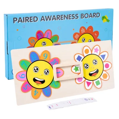 Wooden Sunflower Cognitive Board Color Number Shape Matching Toys Children Early Educational Intellectual Puzzle Stitching