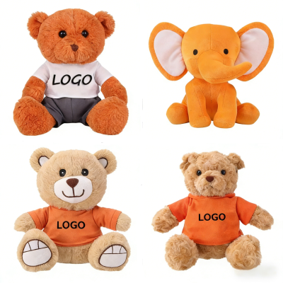 Lovely Orange Teddy Bear Stuffed Animal Toys Creative Colorful Soft Plush Toy Shirts Clothing With PP Cotton Filling