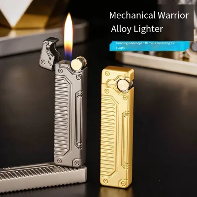 Mecha Style Grinding Wheel Lighter Open Flame Metal Inflatable Personalized Portable Men's Gift Creative Lighter New Style