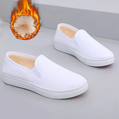 Womens Canvas Shoes Head PVC Outsole Autumn/Winter Fleece Lining Extra Warmth Casual Comfortable Versatile Non-Slip Shoes