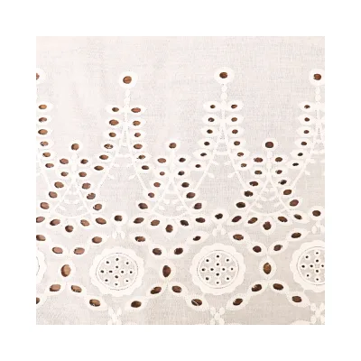 Latest French Lace African White 100% Cotton Carving Hole Embroidery Flowers Fabric Women Garment Custom 2024 Luhai GF0455A