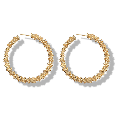 Big Hoop Earrings for Women Vintage Gold Color Round Fashion Statement Earrings Female Accessories Jewellery