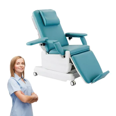 Cheap Mobile Electric Blood Donation Chair Adjustable Dialysis Chair with IV Pole Electric Blood Donor Chair