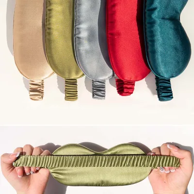 Factory Price Custom Color 100% Silk Fabric Eyepatch Blinder Luxury Anti-aging Skin Care 3D Silk Eye Mask With Customize Box