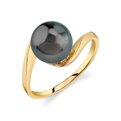 Customized Size Tahitian Pearl Cuff Ring 14K 18K Gold Yellow Jewelry Genuine Sea Water Pearls Factory Unique Designs