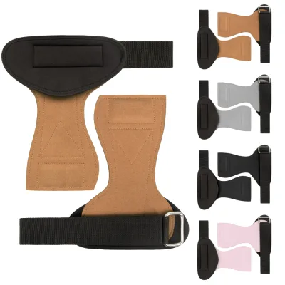 FDFIT Workout Grips Adjustable Thicker Palm Pads Microfiber Cowhide Dumbbell Weight Lifting Fitness Fingerless Grips Gym