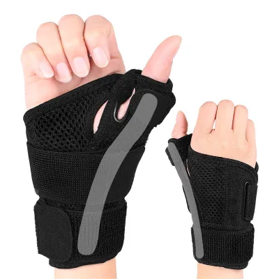 Adult Support Wrist Brace Hook Loop Closure Sports Recovery Thumb Adjustable Strap for Sprain Fixation Left/Right Hand
