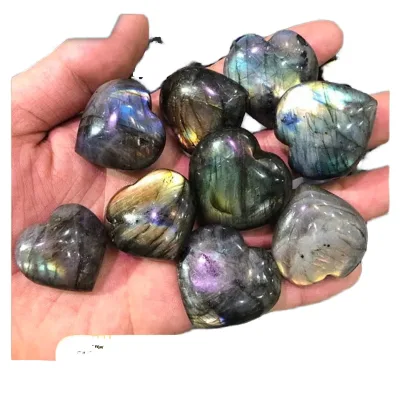 DIY Direct Sales From  East China Sea Natural Crystal Labradorite Elegant Boutique Gift for Play Jewelry Ornaments Heart Pendant