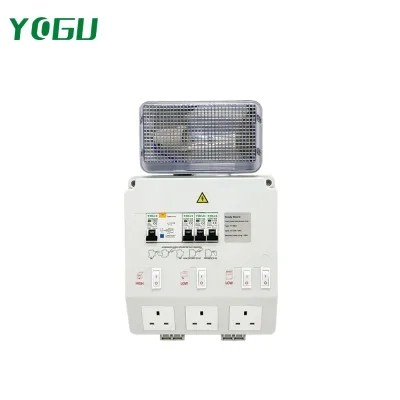 YOGU Weatherproof Distribution Box with Emergency Light & UK Sockets | Ideal for Construction Sites