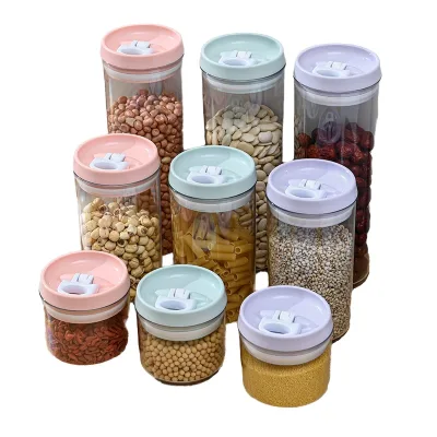 High Borosilicate Glass Storage Tank Modern Design Kitchen Dry Goods Sugar Box Food Grade Plastic Press-Sealed Kitchen Storage