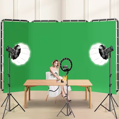 Green Screen Backdrop with Stand Large Collapsible Green Backdrop for Parties Photography Video Shooting Live Streaming Gaming