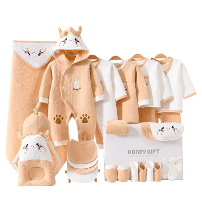NewBorn Unisex Kid Suits 22pcs-set 100% Cotton Rompers with Winter Gift Box/suitcase Baby Girl Costumes Baby Clothes Sets