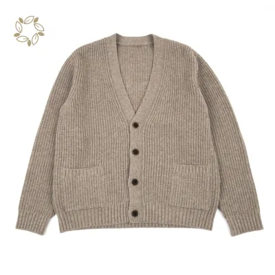100% Organic Cotton Men's Cardigan Eco Friendly Rib Knit Men's Sweater Sustainable Organic Sweater for Man