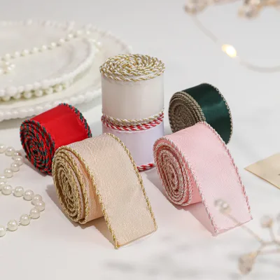Christmas Ribbon Satin Christmas Tree Garland Woven Tie Silk Modern Minimalist Luxury Eco-Friendly Gift Wrapping Decoration