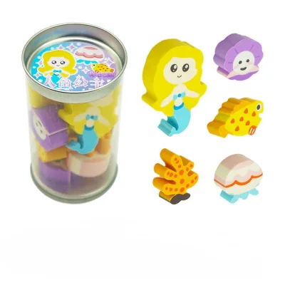 Promotional Gifts School Student Supplier Cartoon 2D Ocean Series Mermaid Eraser