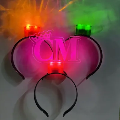 New Led Headband Light-Up Christmas Party Favor Display Headband OEM Acrylic Logo Hairband Accessories