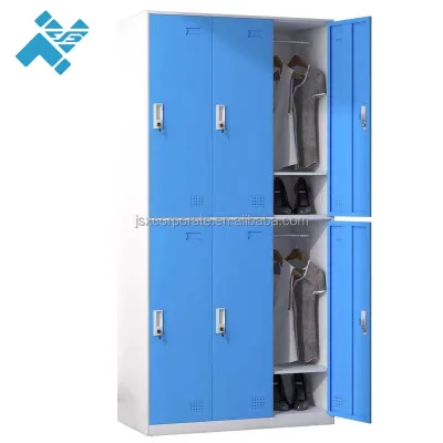 Durable 6-Door Stainless Steel Storage Cabinet Modern Waterproof Blue Metal Wardrobe Easy Clean for Gym Garage/Basement Use