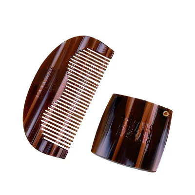 Wholesale Acetate Comb Mirror Set With Carved Logo Retro High-end Anti-static Hair Comb
