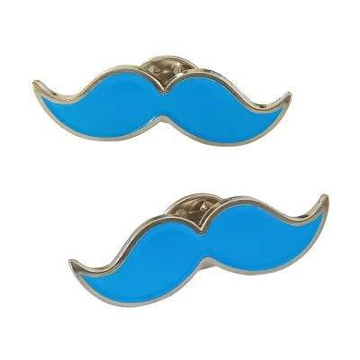 Light Blue Cancer Metal Pins Brooch Prostate Cancer Awareness Pin Mustache Beard Enamel Pins Bulk for Men's Health