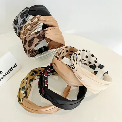 Custom Street Fashionable Headband Leopard Top Twisted Two Tone Hair Accessories Headband