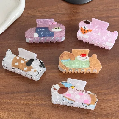 Cute Cartoon Dog Hair Claw Clip Medium Plastic Color Printed Animal Hair Clip Daily Use