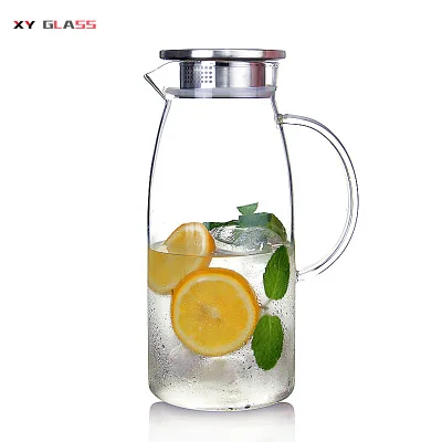 Modern Classical Heat Resistance Stainless Steel Cover Glass Water Filter Jug