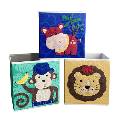New Design Handmade Kids Toy Box Foldable Animals Patterns Kids Toy Storage Box Multifunction Storage Box for Kids Toys
